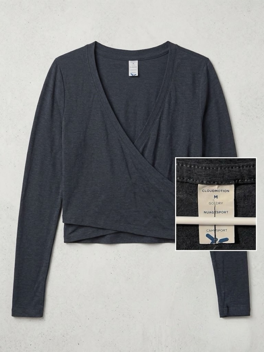Old Navy Charcoal Gray Wrap-Front Long Sleeve Top